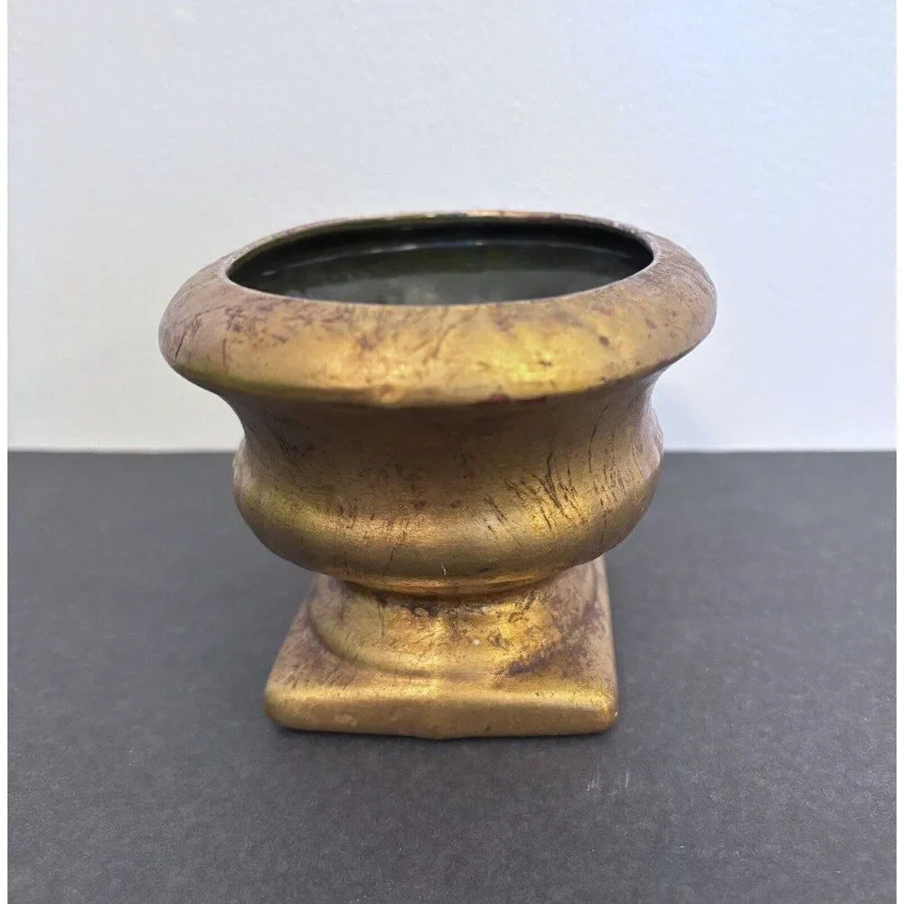 Vintage Small Gold Oval Planter